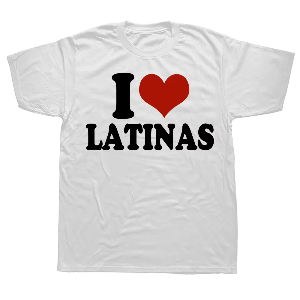 Drôle coeur rouge amour Latina j'aime Latinas T-Shirt hommes décontracté mode lâche Hip Hop Harajuku