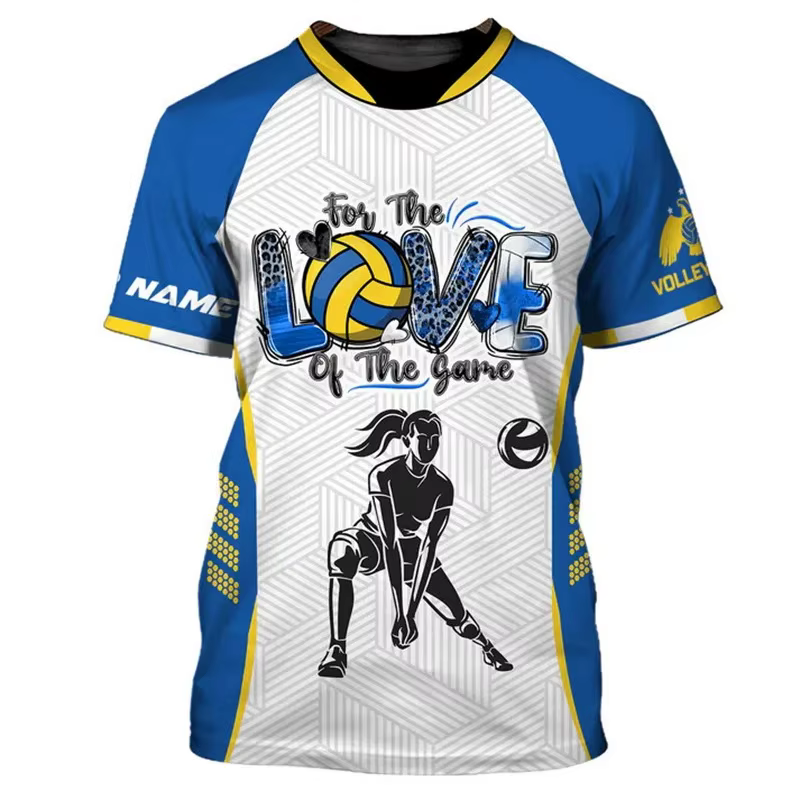 Cool volley-ball modèle t-shirt hommes personnalisé 3D imprimé T-Shirts mode d'été col rond rue surdimensionné à