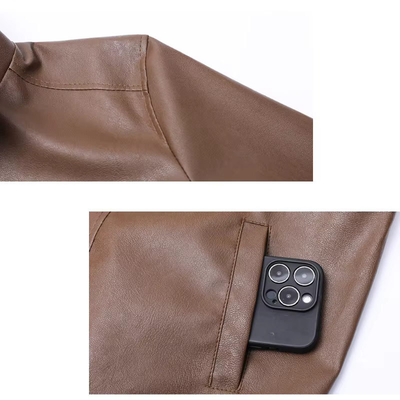 Veste en cuir coupe ample : confortable