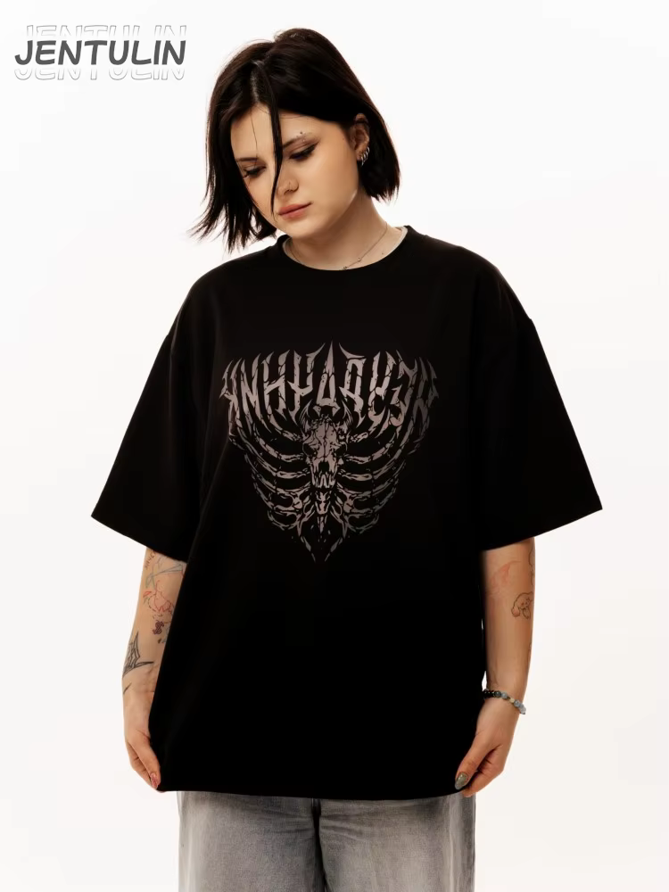T-shirt Homme Oversize Streetwear Harajuku 5opka « Неудачник » Imprimé Graphique Rétro Hip Hop Esthétique Goth Y2K Manches Courtes