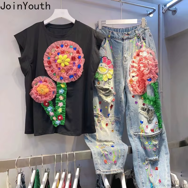 T-shirt à Manches Courtes et Col Rond pour Femme
