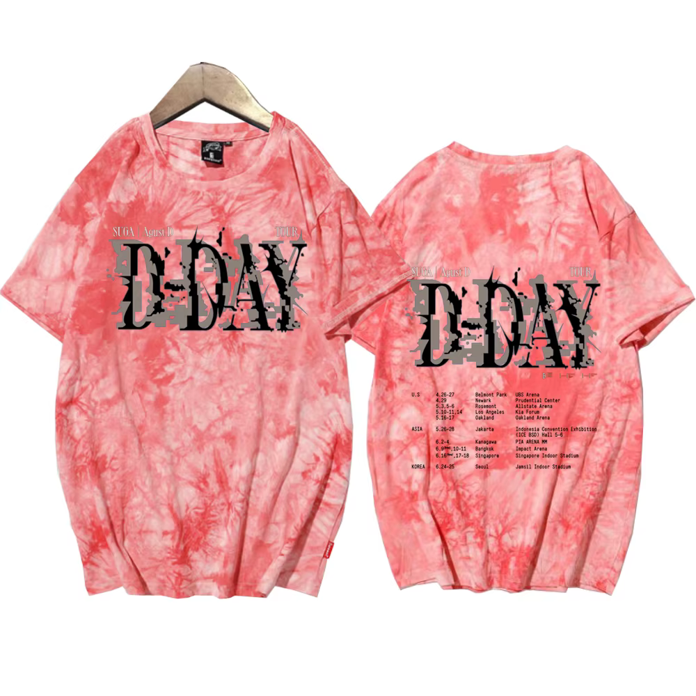 Suga Agust D Tour Tie Dye chemises unisexe col rond manches courtes musique populaire T-Shirt Fans cadeau