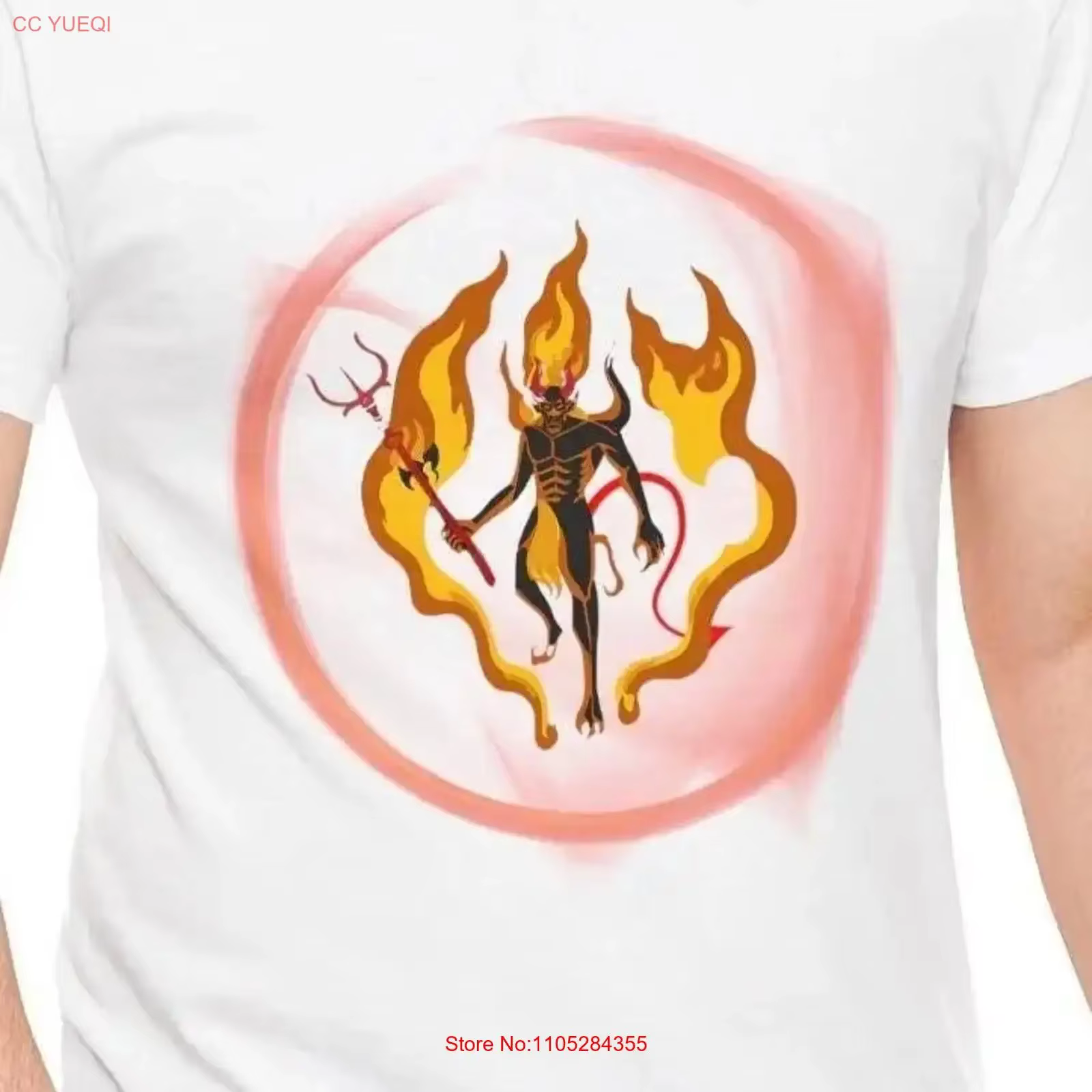 T-shirt DTG démon de feu au design unique