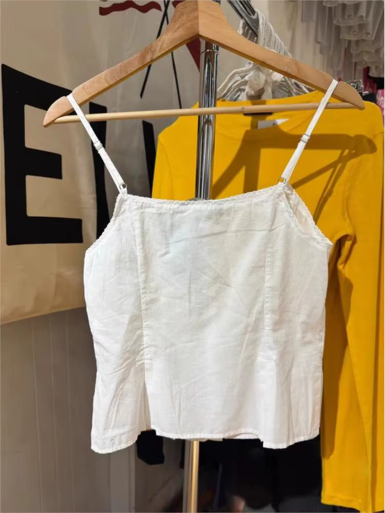 Débardeur blanc pliable en dentelle pour femmes