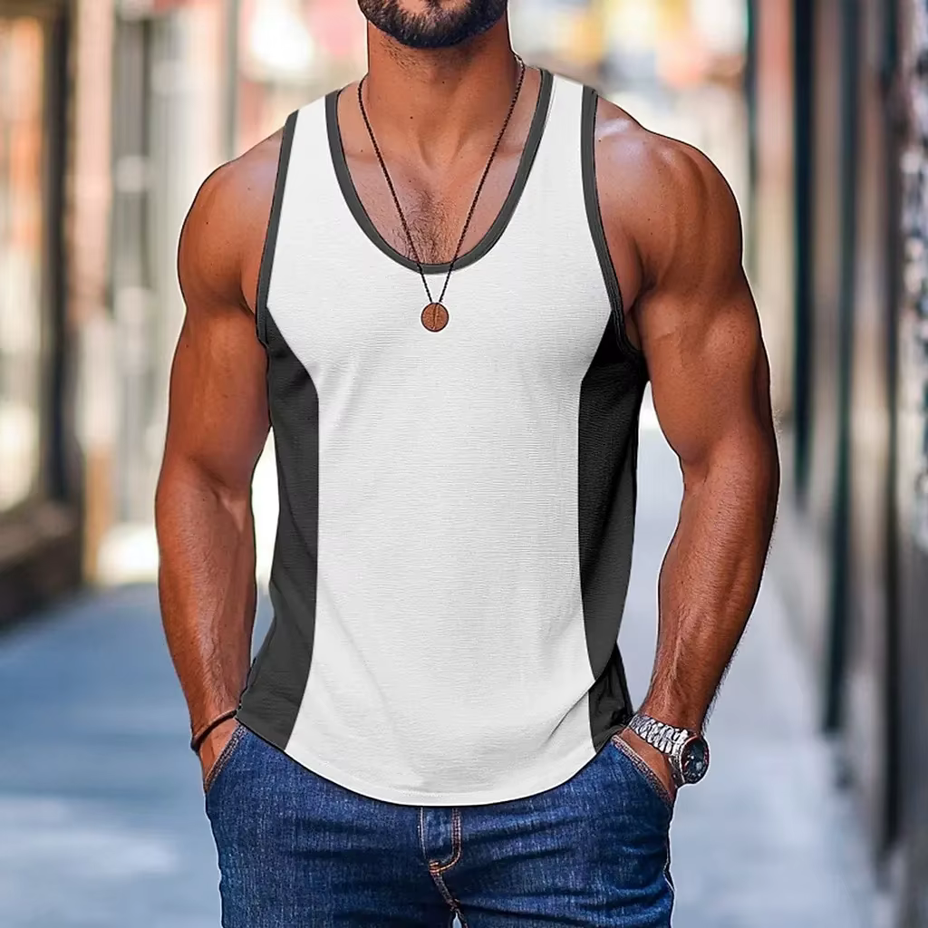 Conception Simple Patchwork impression 3D débardeurs hommes mode gilet surdimensionné sans manches débardeur musculation Fitness gymnase homme vêtements