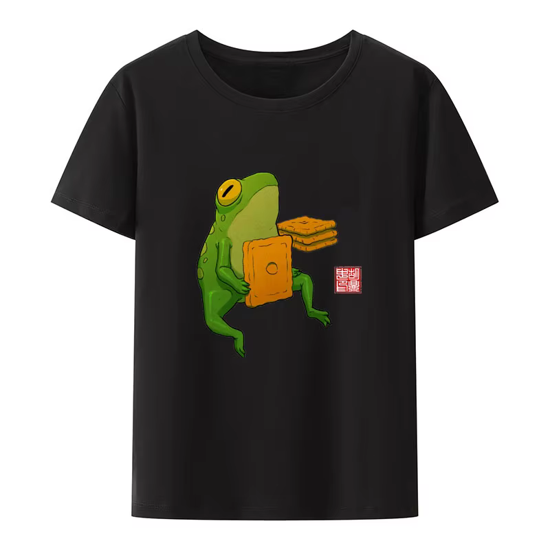 J'ai des grandes sentiments grenouille impression T-shirt Harajuku col rond Punk nouveau Style respirant Anime Humor