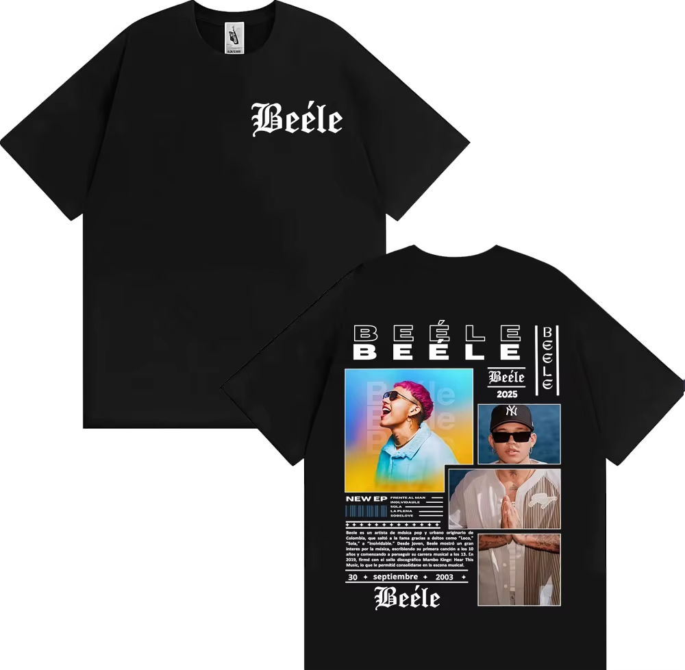 Rappeur BEELE Album Tour 2025 Merch t-shirts hommes femmes Hip Hop Pop musique rue T-shirt 100% coton surdimensionné