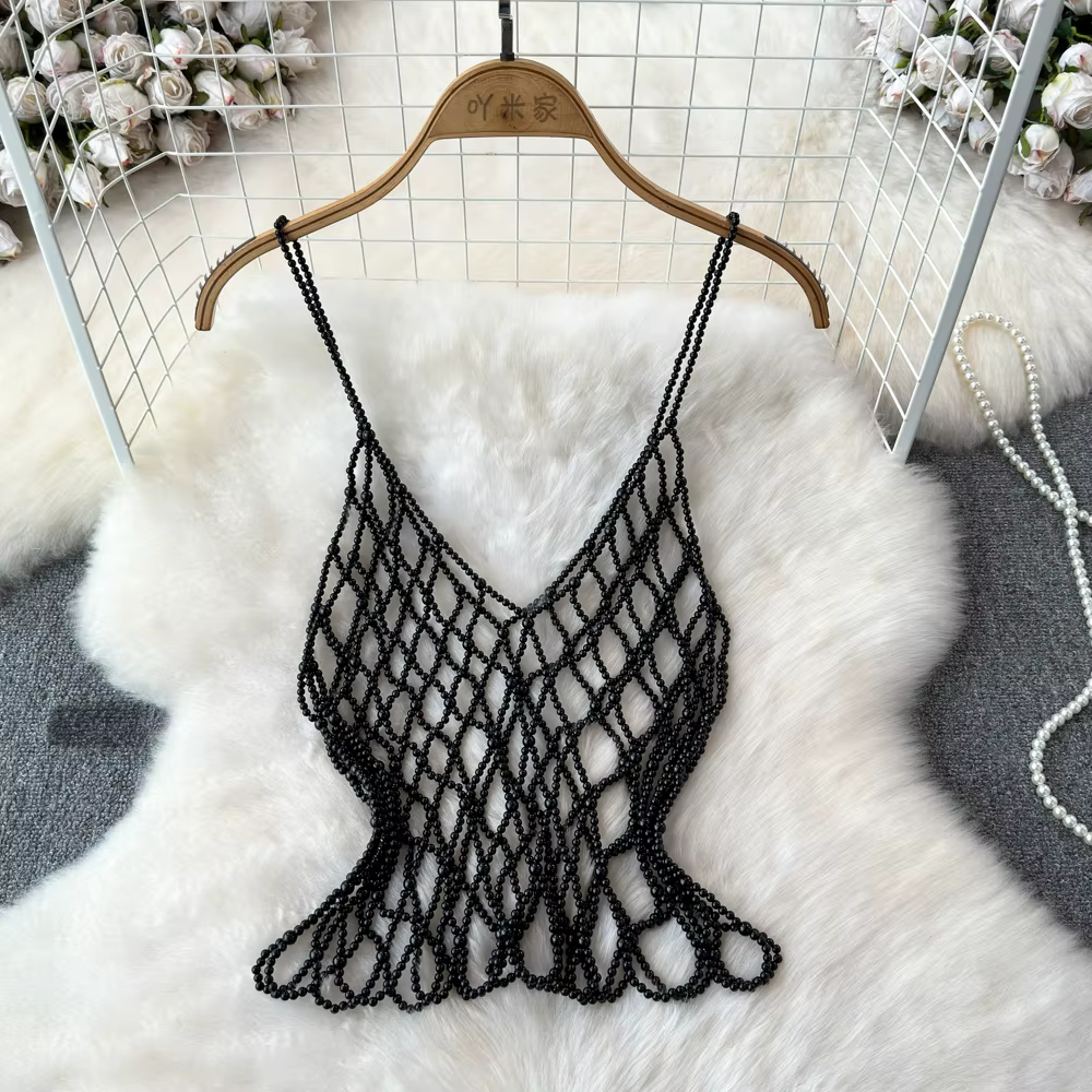 Camisole évidée en perles pour femmes