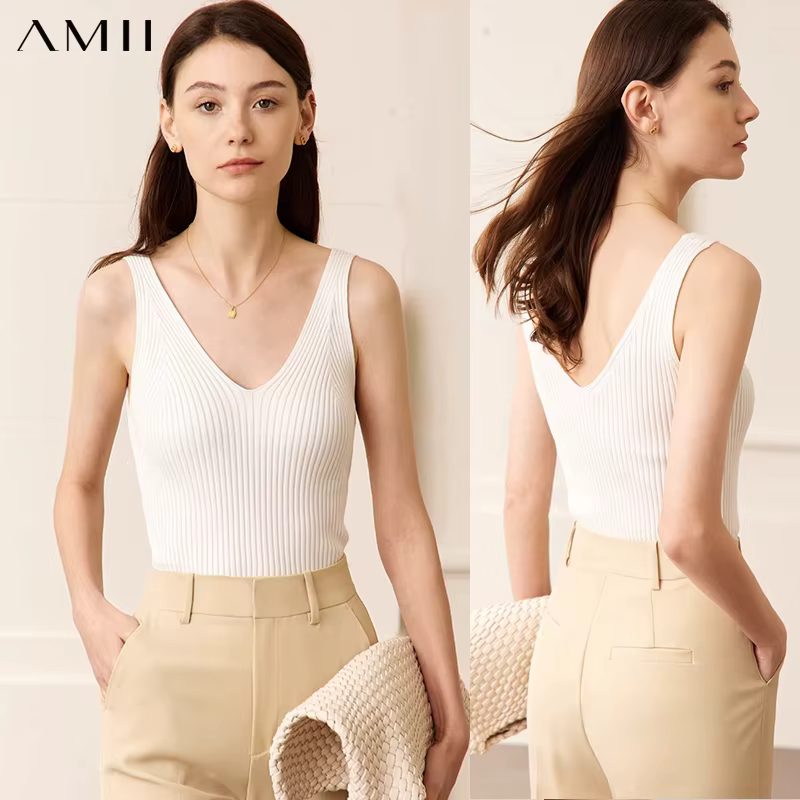 Amii-Camisole minimaliste à col en V pour femmes