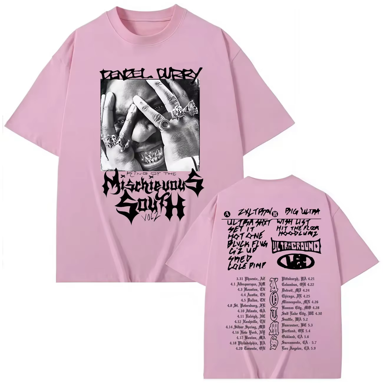 T-shirts graphiques du tournée 2025 du rappeur Denzel Curry
