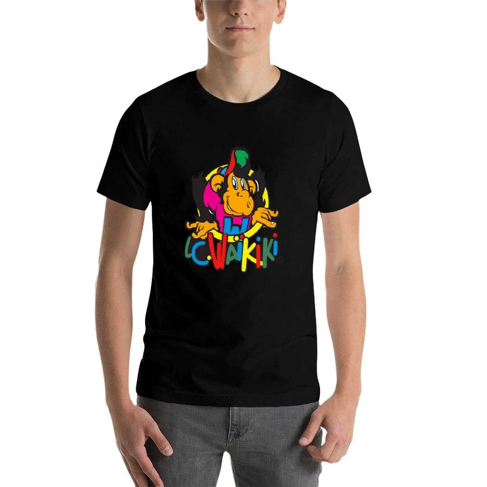 Lc Waikiki Monkey T-Shirt Athletic Fit Sports Top à manches courtes