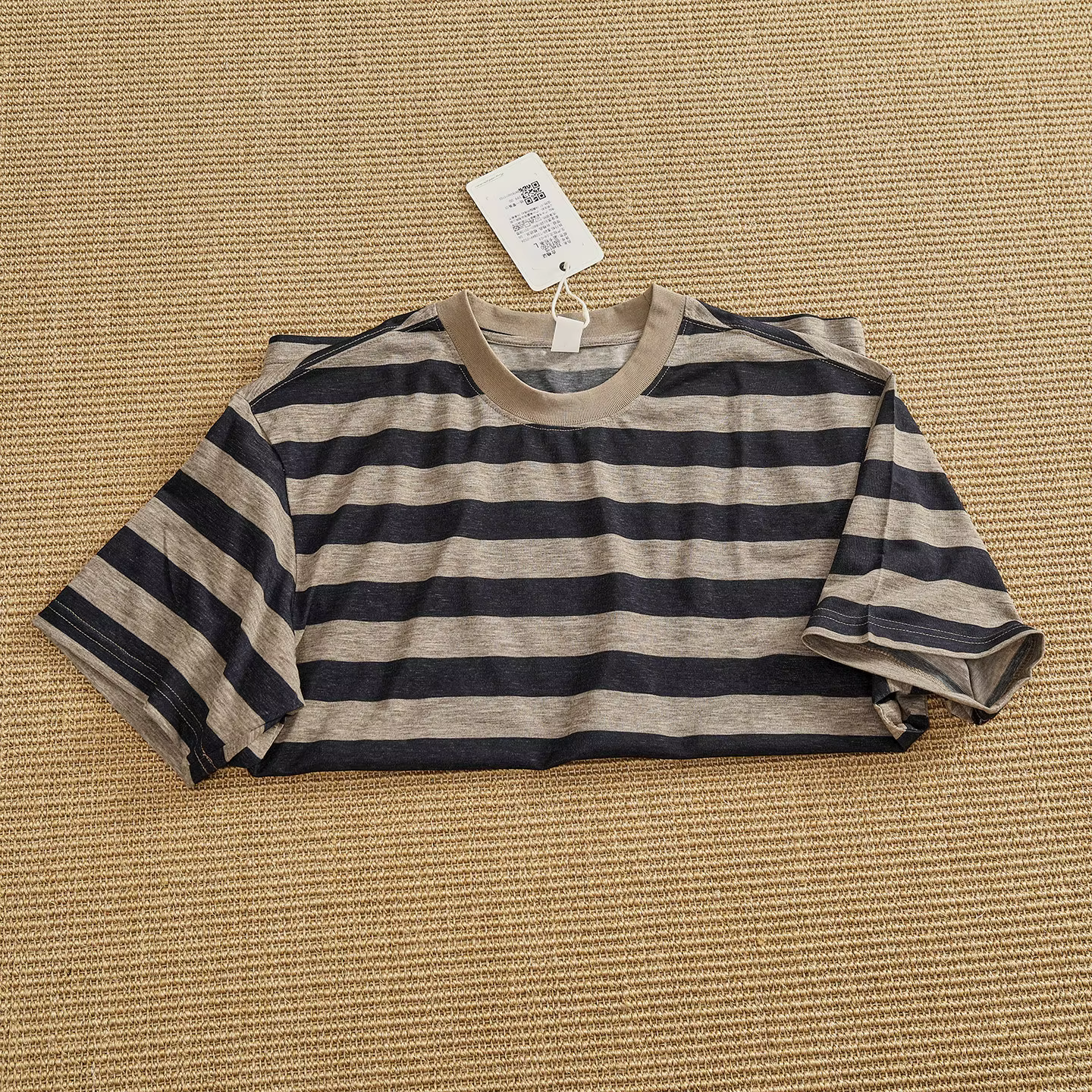 T-shirt rayé en Lyocell respirant pour homme, style rétro, à rayures larges contrastées, col rond, décontracté, à manches courtes