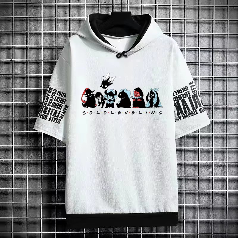 Solo nivellement T-Shirt à capuche nouveau Anime Manga chemise noire