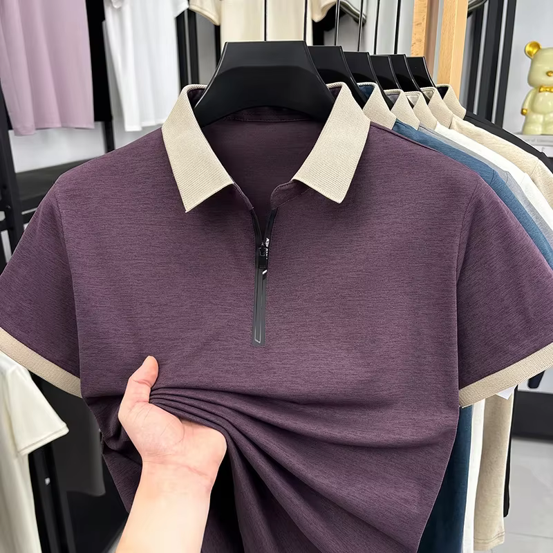 Polo à col zippé pour homme