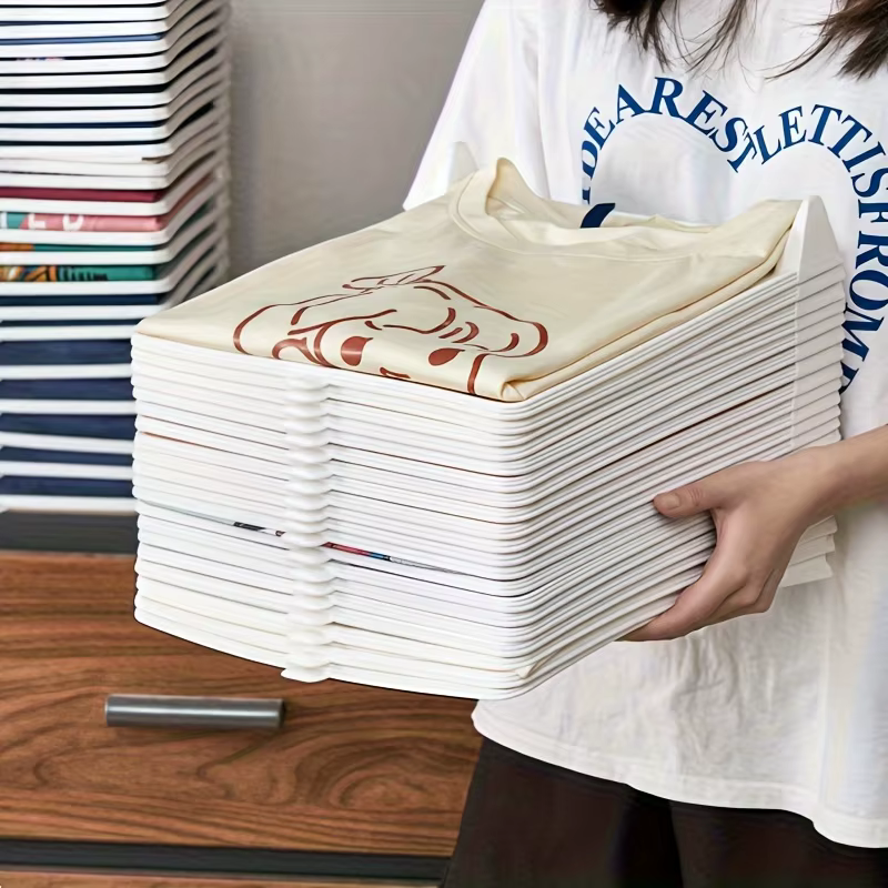 Tableau de rangement de chemises, empilable, organisateur de t-shirts, planche pliante pour vêtements, rangement de vêtements multifonctionnel portable avec poignée