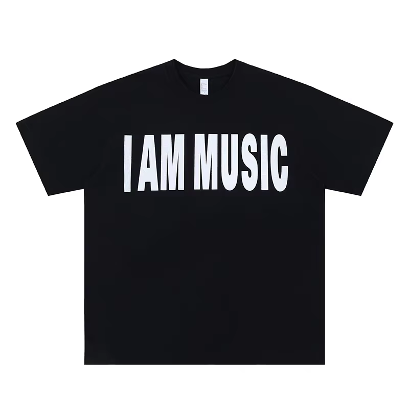 Je suis la musique High street lettre anglaise slogan imprimé T-shirt hommes femmes