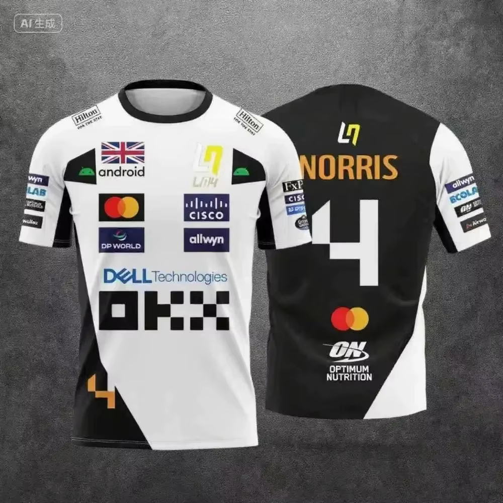 T-shirt de sport à séchage rapide McLaren Team Lando Norris N°4 & N°81 Style Combinaison de Course 2026 Confort Respirant Design Exclusif pour les Fans de F1