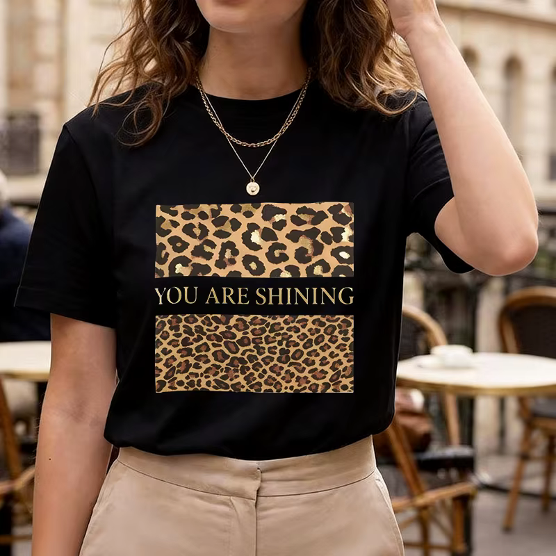 T-shirt léopard d'été pour femmes