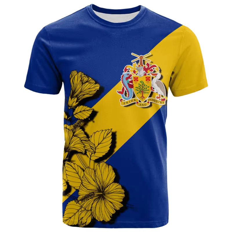 T-shirt imprimé en 3D de la carte de la Barbade pour hommes et femmes