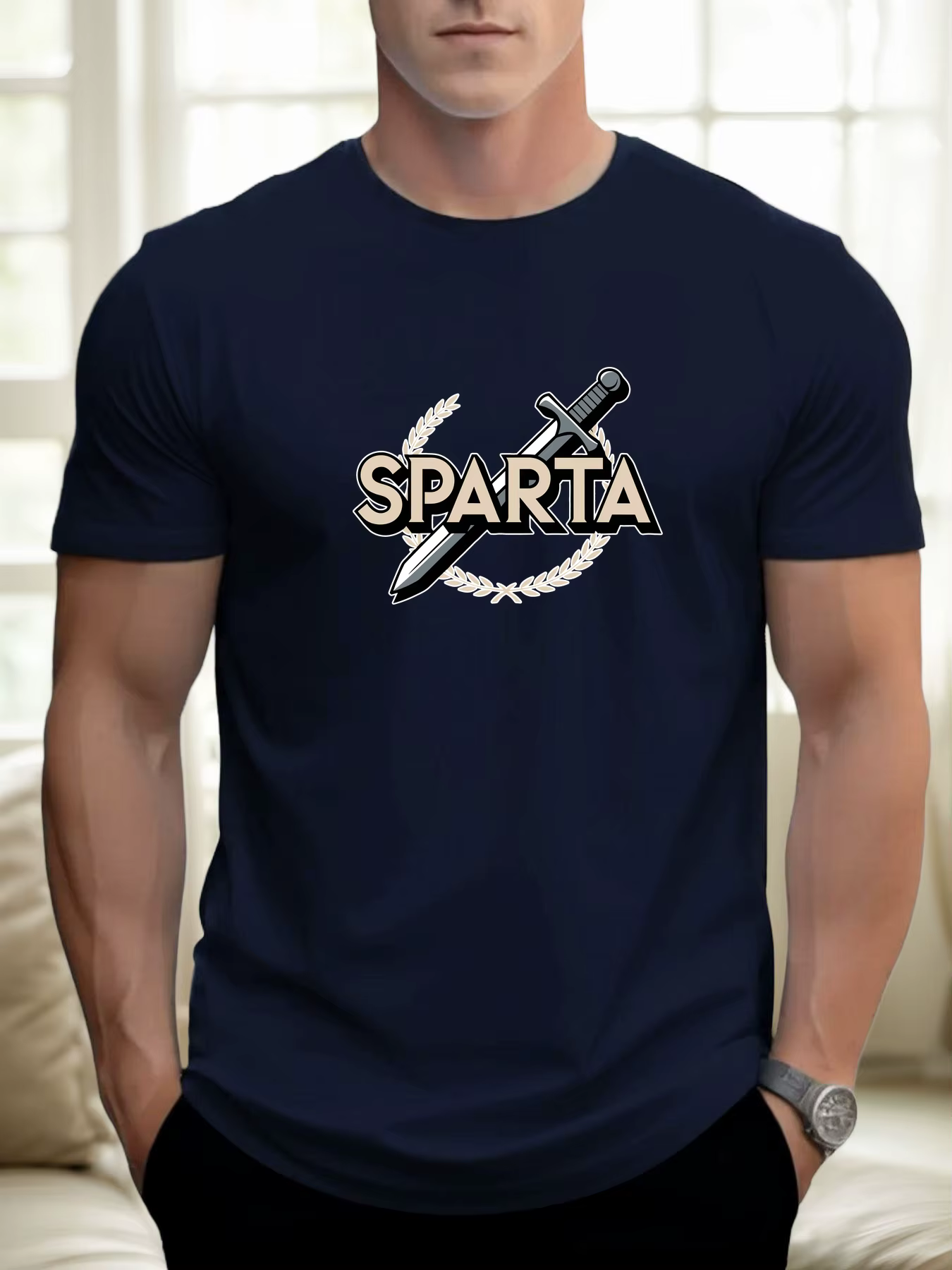 T-shirts pour hommes spartiate 100 % coton impression graphique été t-shirt col rond décontracté respirant style de rue haut quotidien