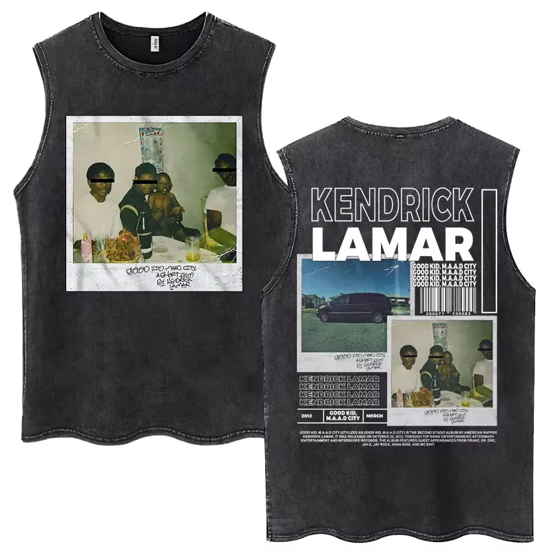 Débardeur Vintage délavé rappeur Kendrick Lamar Album pour hommes