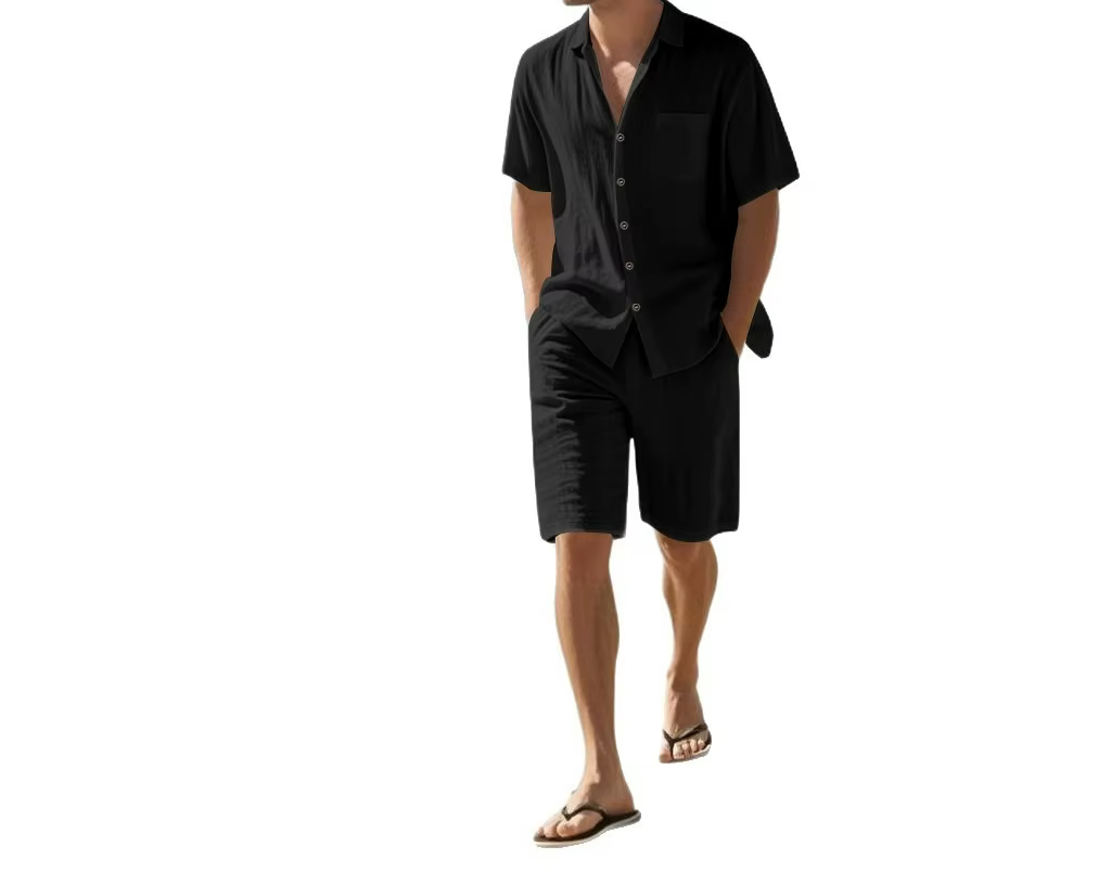 Ensemble chemise et short en lin pour homme