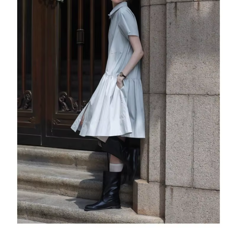 Robe chemise 2026, été, coupe ajustée, robe longue pour femmes