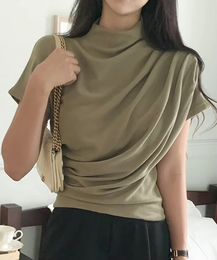 T-shirt à demi col roulé pour femmes