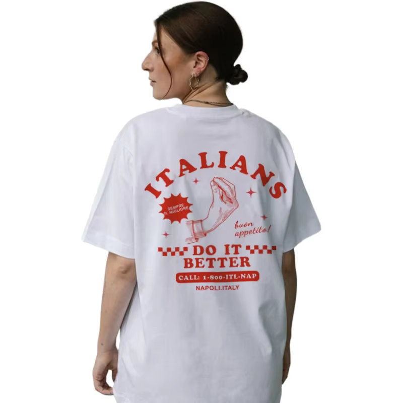 Les italiens font mieux T-Shirt drôle dos imprimé ample Style rétro italie amant