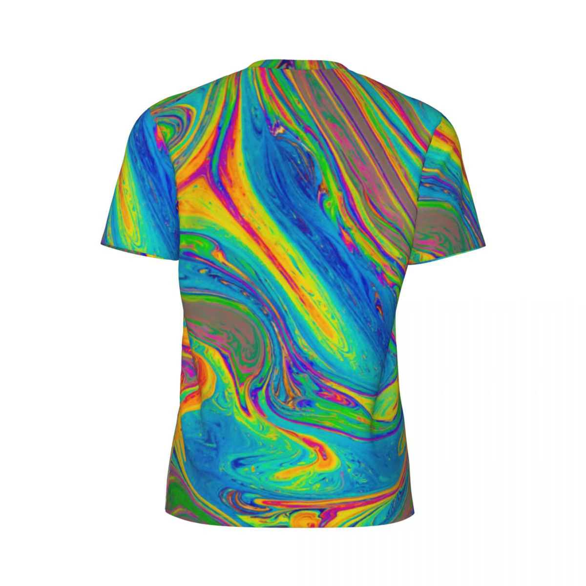 T-Shirt peinture néon imprimé marbre coloré mode course t-shirts à manches courtes hauts confortables été classique