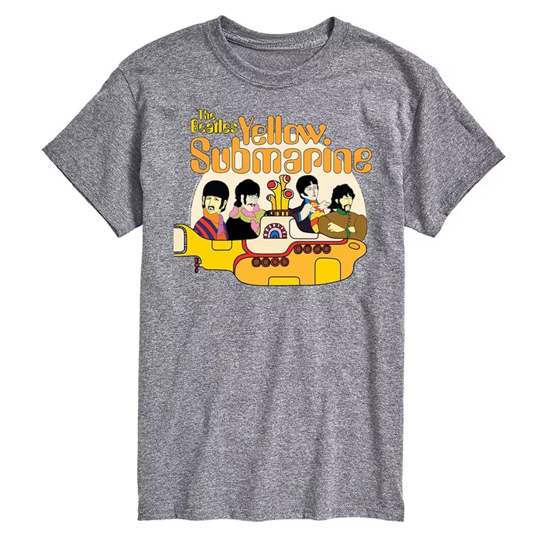 T-Shirt rétro noir en coton avec image de la bande The Beatles Yellow Submarin