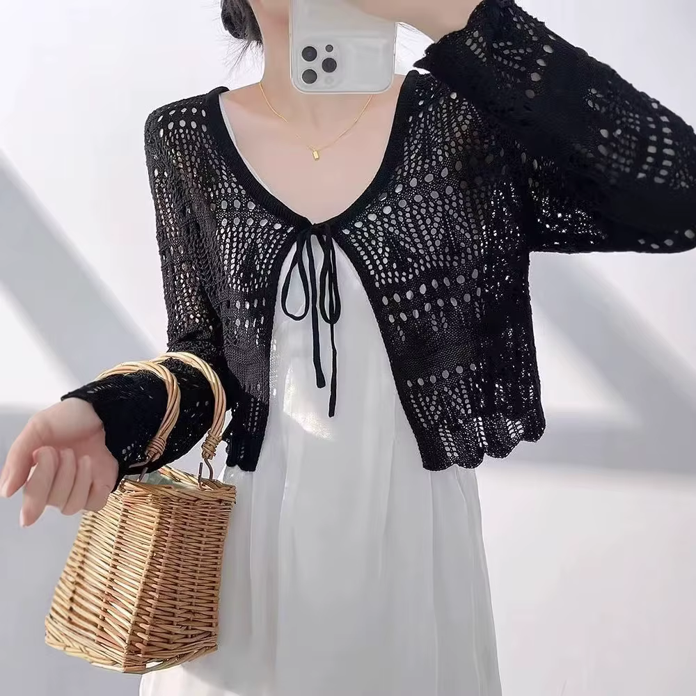 Cardigan en tricot crocheté pour femme