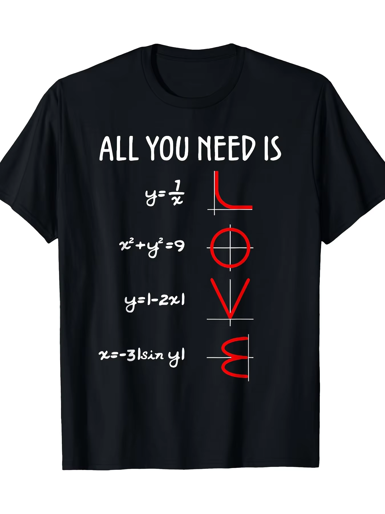T-shirt décontracté à manches courtes avec imprimé équation mathématique romantique « LOVE » pour hommes et femmes