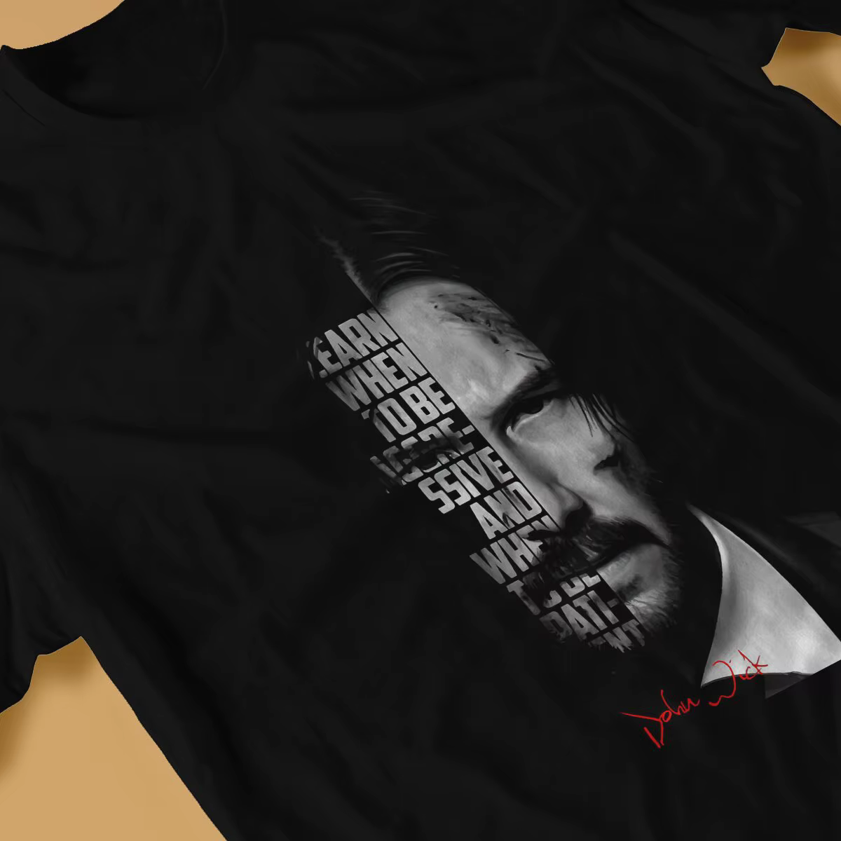 T-shirt noir et blanc John Wick pour hommes