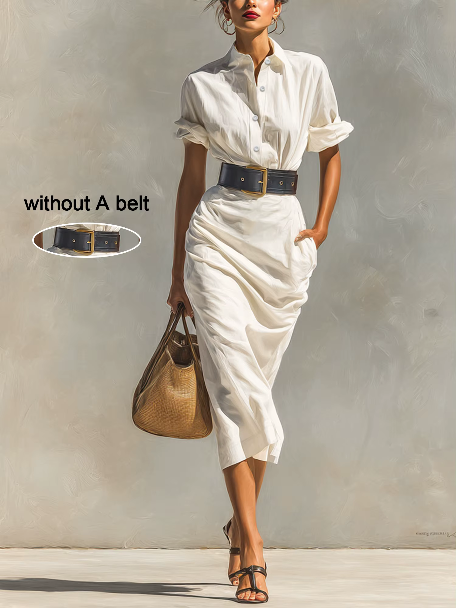 Robe chemise blanche boutonnée pour femme