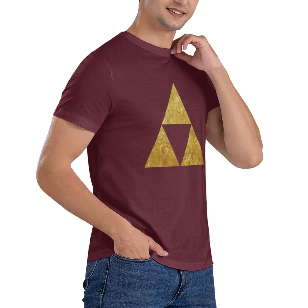 Or Triforce Symdangers T-shirt helpda pour hommes Économie en coton grande taille à manches courtes pour hommes O-Neck Vêtements d'été Y-S-6XL