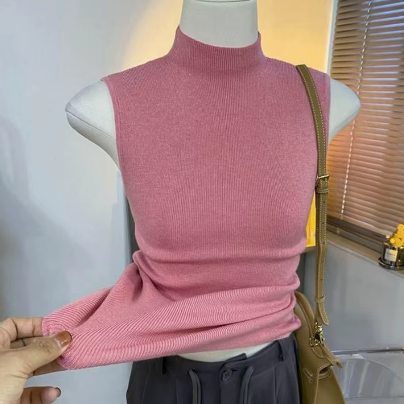 Pull-Over Simple à Col Mi-Haut pour Femme