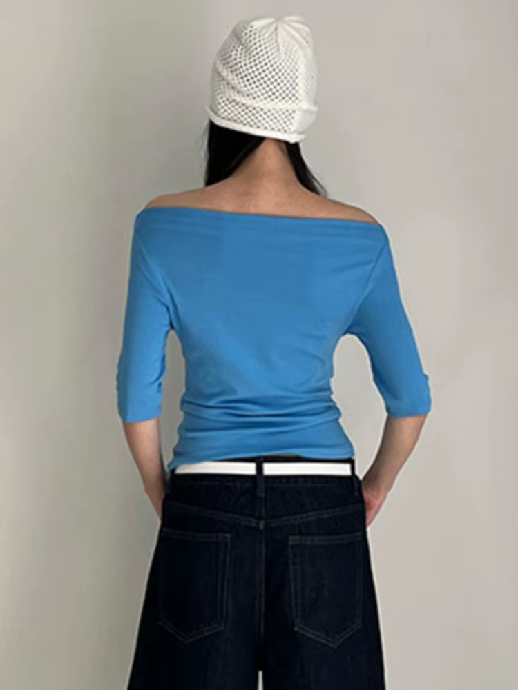 T-shirts à manches courtes bleu électrique pour femmes