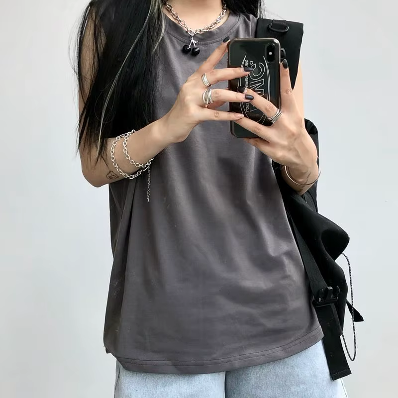 T-shirt décontracté à col rond pour femmes