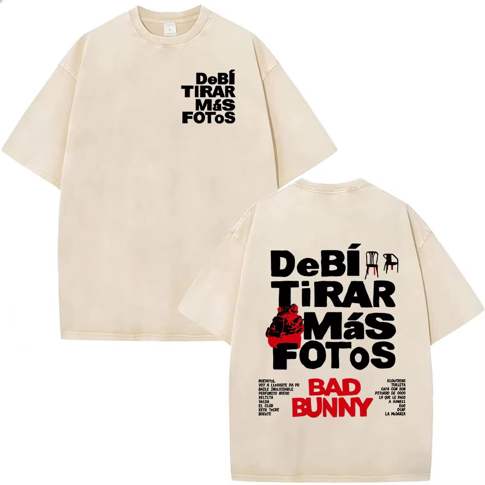 T-shirts vintage délavés Bad Bunny Debi Tirar Mas Fotos DTMF – Vêtements pour hommes