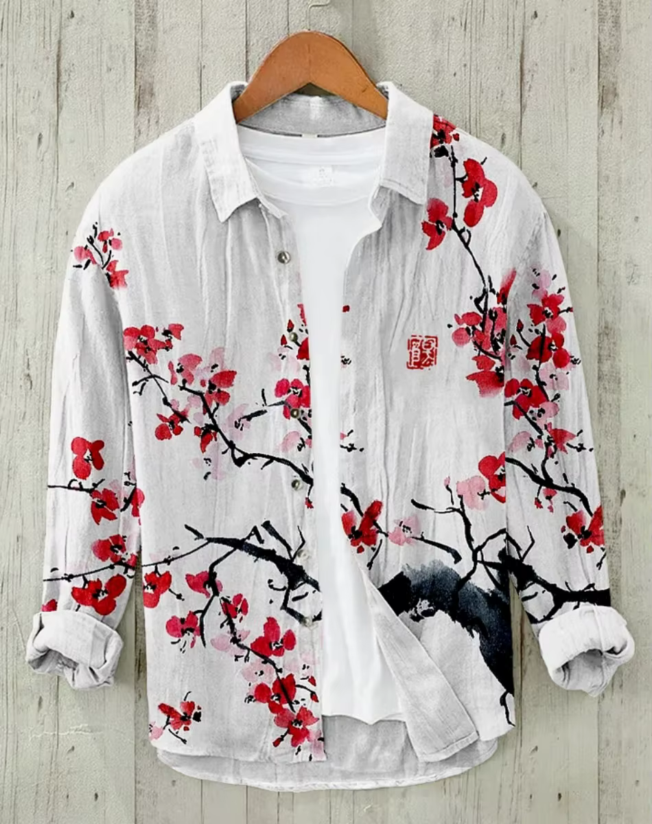 Sakura – chemise japonaise en lin mélangé