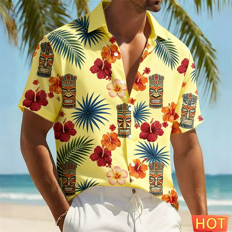 Chemise hawaïenne Tiki pour homme
