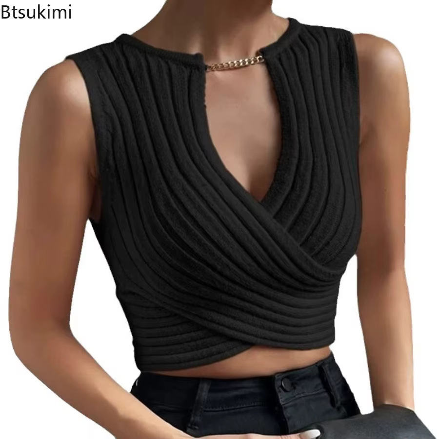 Débardeur en tricot croisé sexy