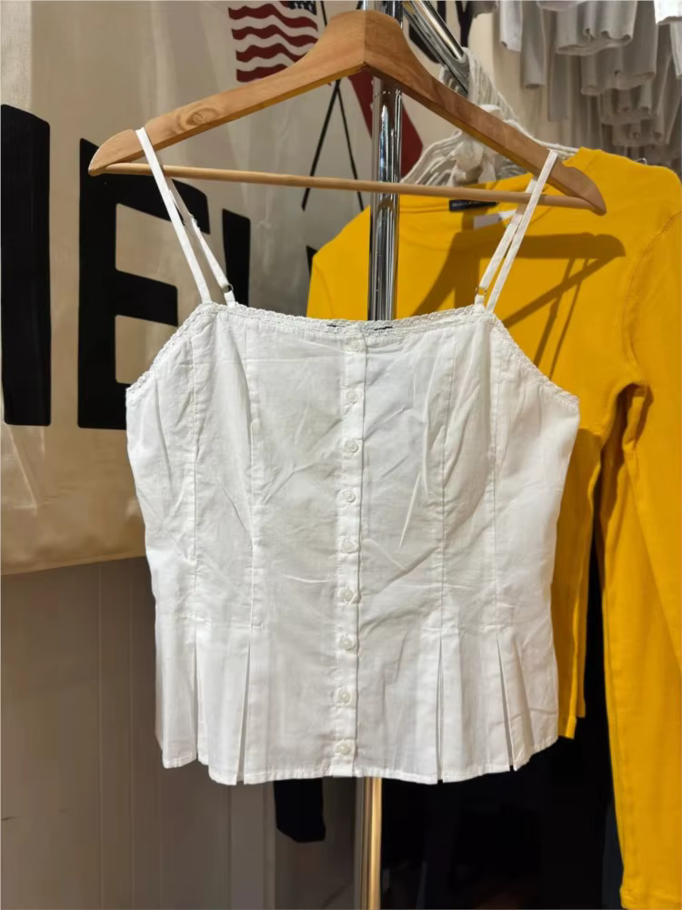 Débardeur blanc pliable en dentelle pour femmes