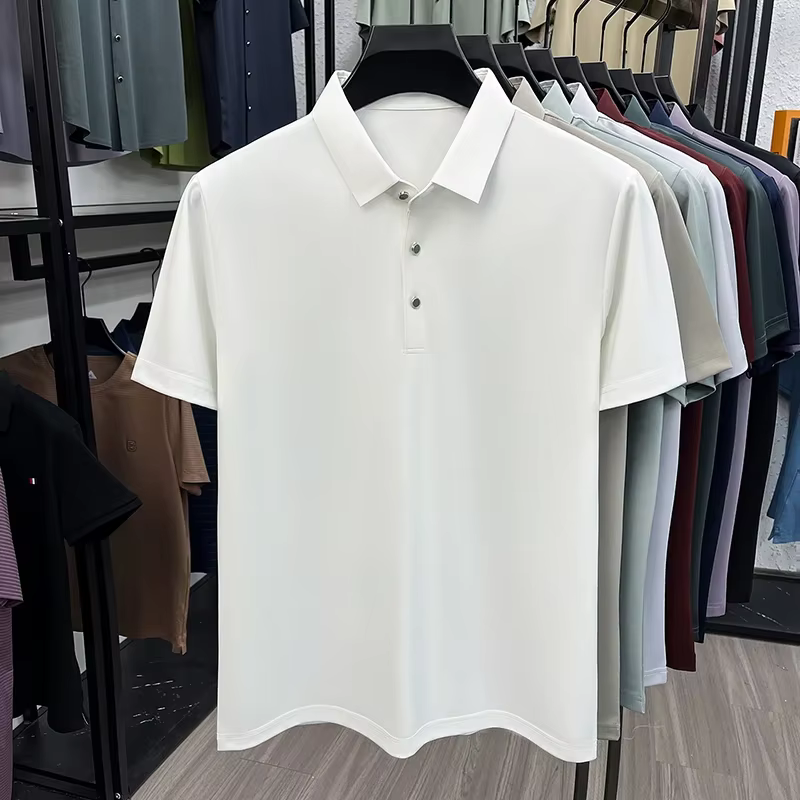 Polo en soie de mûrier pour hommes