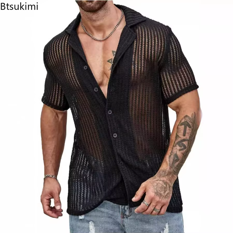 Polo uni en tricot à manches courtes pour hommes