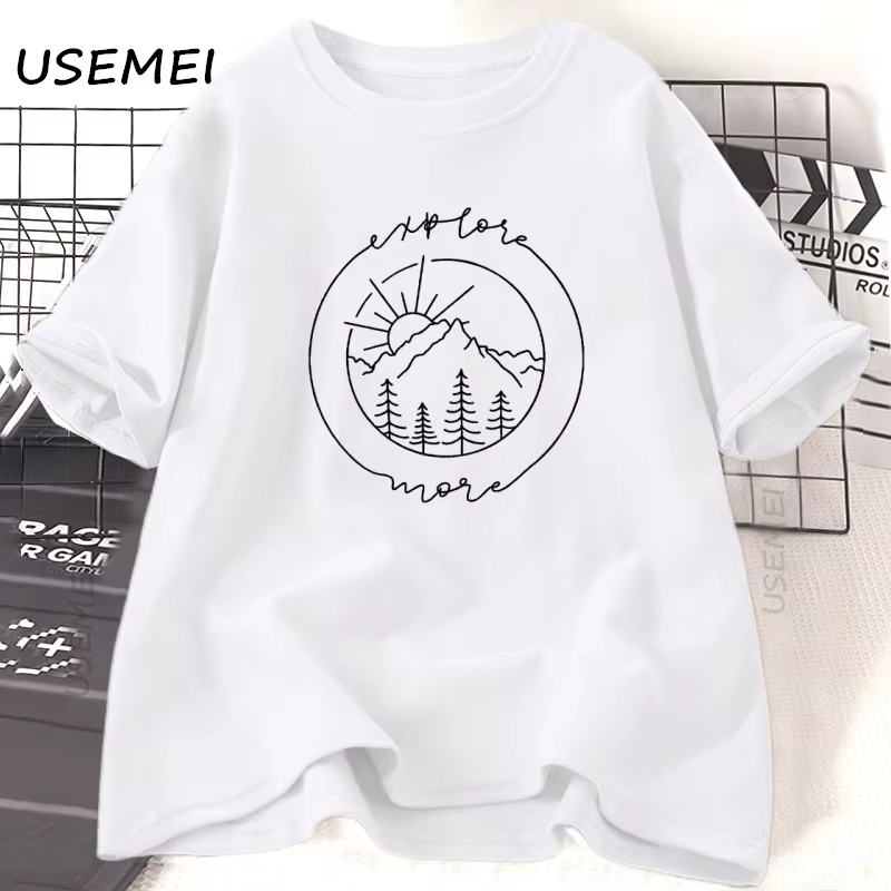 Explorez plus T-Shirt pour femmes décontracté Camping à manches courtes