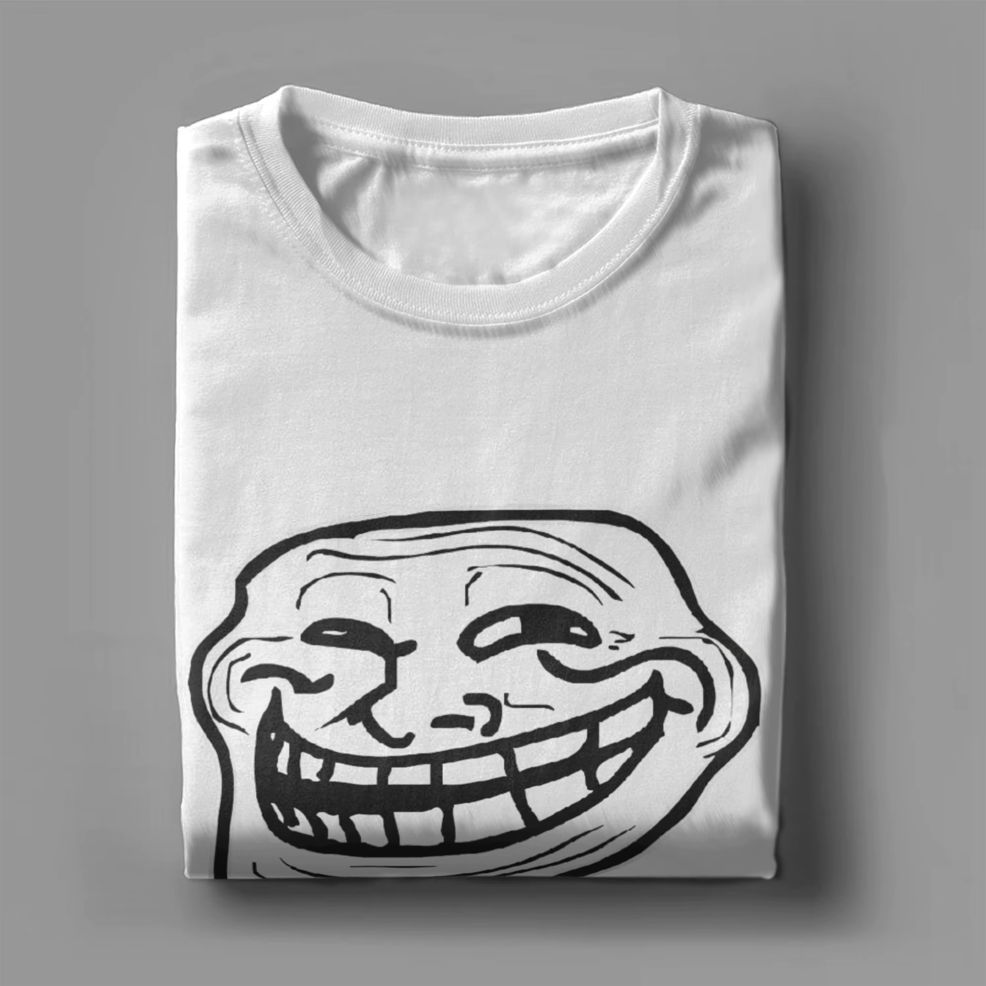 Creative Troll Face Memes T-Shirt drôle pour hommes col rond 100% coton