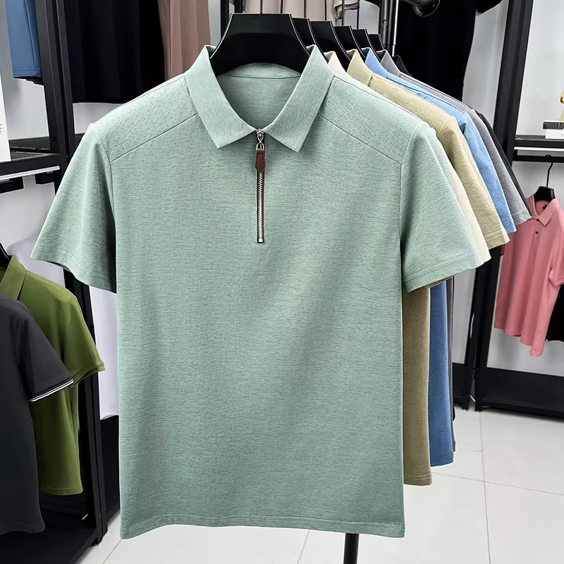 Polo pour homme à col demi-zip