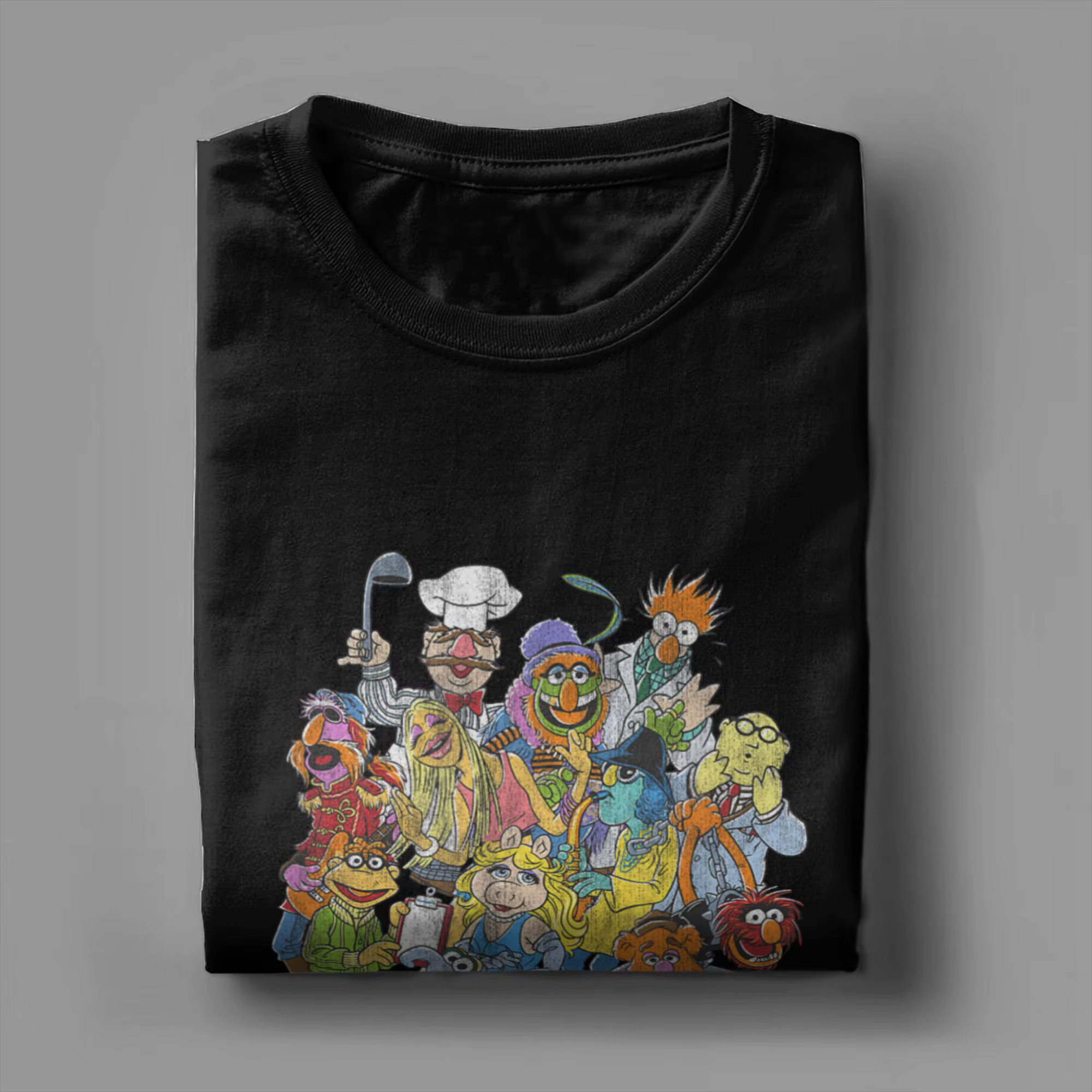 Streetwear t-shirt plage les Muppets personnages principaux en détresse tir de groupe à la mode Cool T-Shirts pour homme à manches courtes hauts
